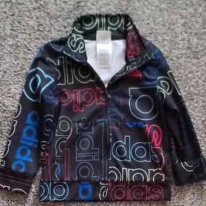 Adidas Black and Green Logo Jacket